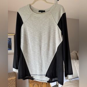 Sanctuary Gray/Beige Sweater Bodice with Black Georgette Sleeves and Side Panels